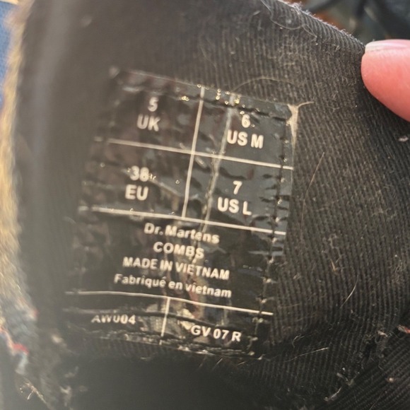 Dr Martens Combs Black Canvas‎ Combat Boots Mens Womens Size 7 US L - Picture 7 of 10